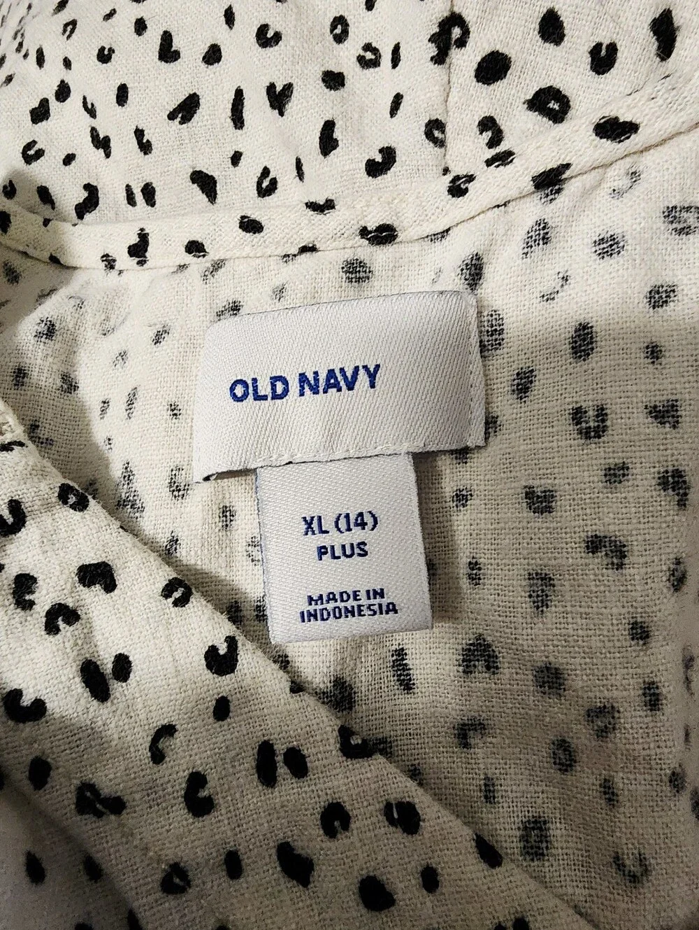 Old Navy Linen Blend Romper Size Girl's XL (14) White & Black Leopard Print EUC